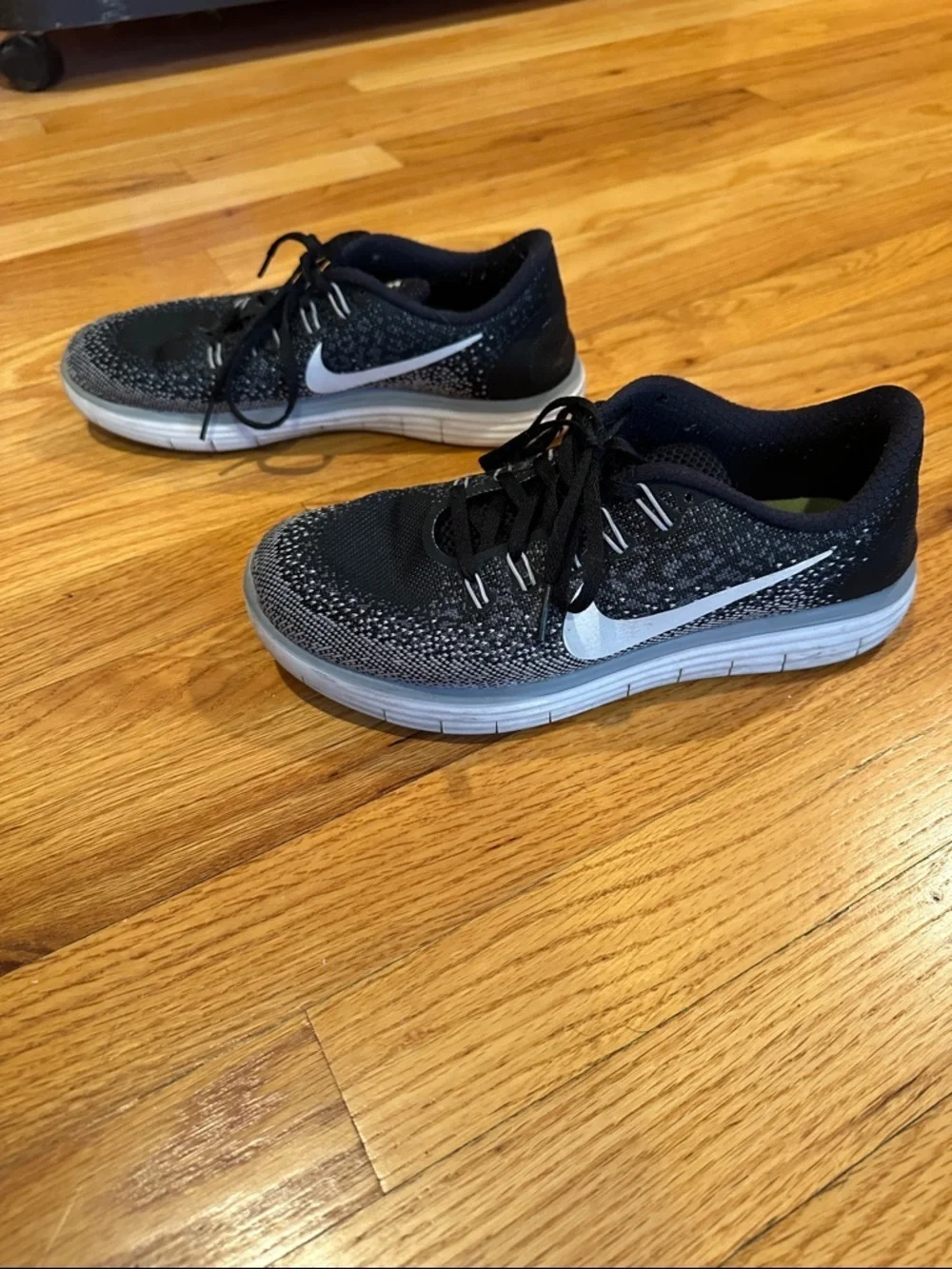 Nike Black and White Women's Flyknit Athletic Sneakers